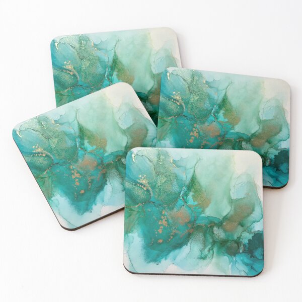 Item preview, Whispy Teal & Gold Abstract designed and sold by Jana M Gray.