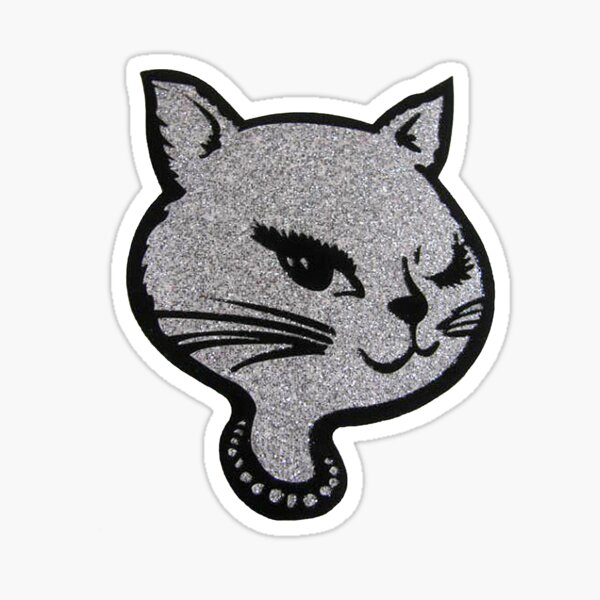 Retro Vintage Glitter Winking Cat Stickers 90s Winking Cat Sticker Vintage Cat  Sticker 