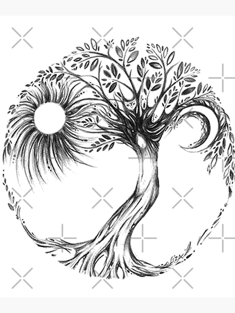 Arbre de vie noir et blanc Poster