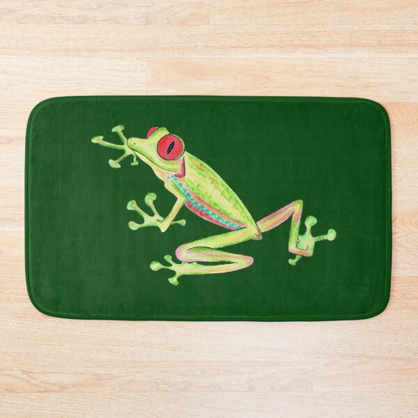 Item preview,  funny colorful green rainbow frog on green background designed and sold by Canvasvendetta.