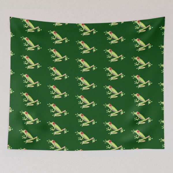 Item preview,  funny colorful green rainbow frog on green background designed and sold by Canvasvendetta.