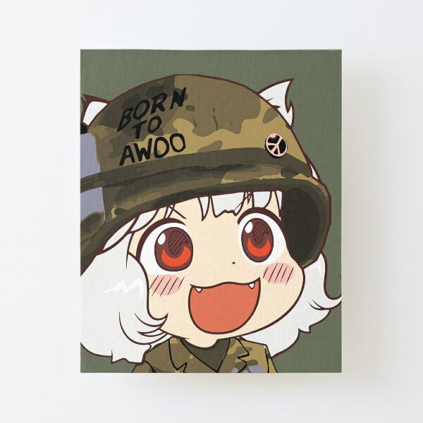 Awoo Anime girl big smile Army Military Born to Awoo with Peace