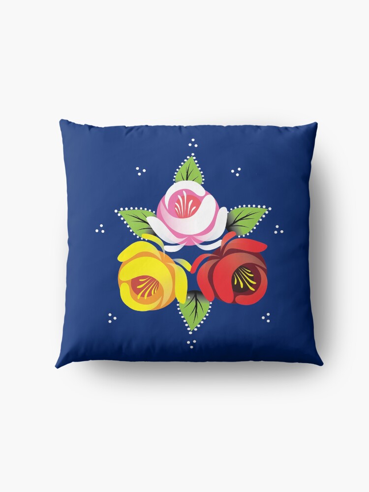 Alternate view of Narrowboat Canal Art Roses Trio Floor Pillow