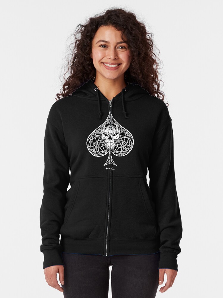 "Ace Of Spades Skull" Zipped Hoodie by oneintheeye Redbubble