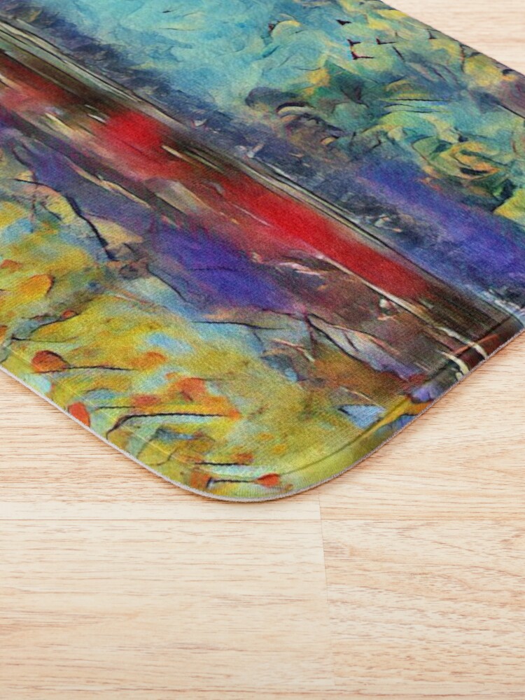 Alternate view of Seascape 1 a lovely original artwork created in acrylic and mixed media with a sprinkling of digital designed by (c) Janet Watson Art xx Bath Mat