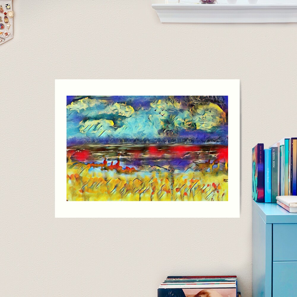 Seascape 1 a lovely original artwork created in acrylic and mixed media with a sprinkling of digital designed by (c) Janet Watson Art xx Art Print