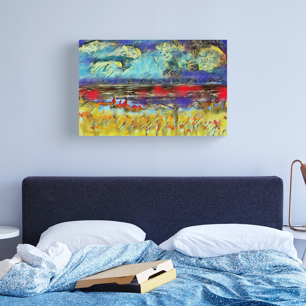 Seascape 1 a lovely original artwork created in acrylic and mixed media with a sprinkling of digital designed by (c) Janet Watson Art xx Canvas Print