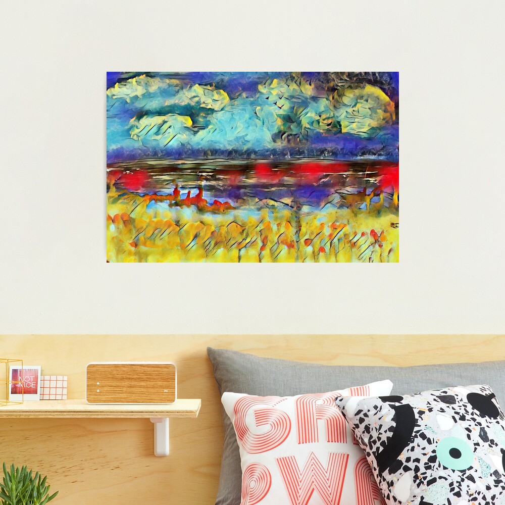 Seascape 1 a lovely original artwork created in acrylic and mixed media with a sprinkling of digital designed by (c) Janet Watson Art xx Photographic Print