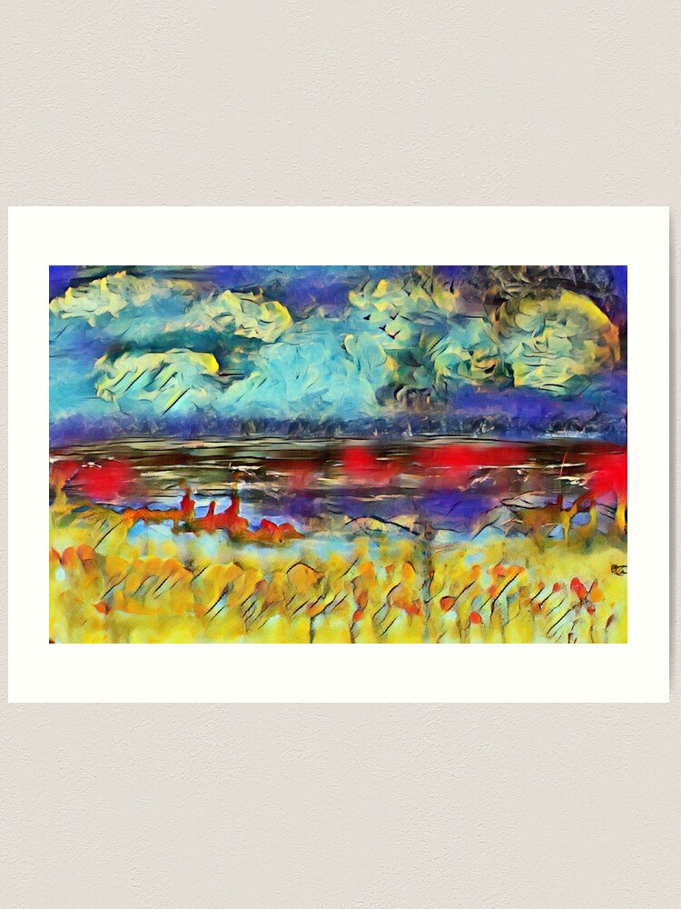 Alternate view of Seascape 1 a lovely original artwork created in acrylic and mixed media with a sprinkling of digital designed by (c) Janet Watson Art xx Art Print
