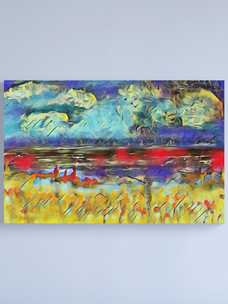 Alternate view of Seascape 1 a lovely original artwork created in acrylic and mixed media with a sprinkling of digital designed by (c) Janet Watson Art xx Canvas Print