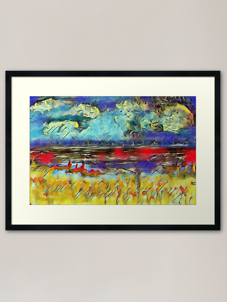 Alternate view of Seascape 1 a lovely original artwork created in acrylic and mixed media with a sprinkling of digital designed by (c) Janet Watson Art xx Framed Art Print