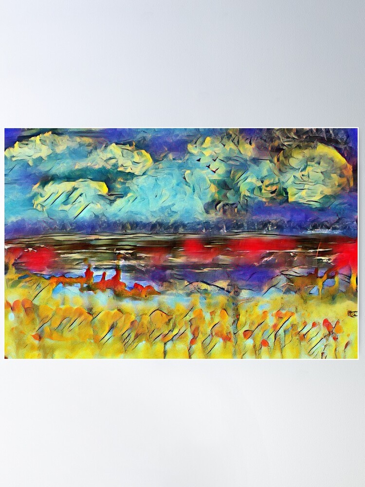 Alternate view of Seascape 1 a lovely original artwork created in acrylic and mixed media with a sprinkling of digital designed by (c) Janet Watson Art xx Poster