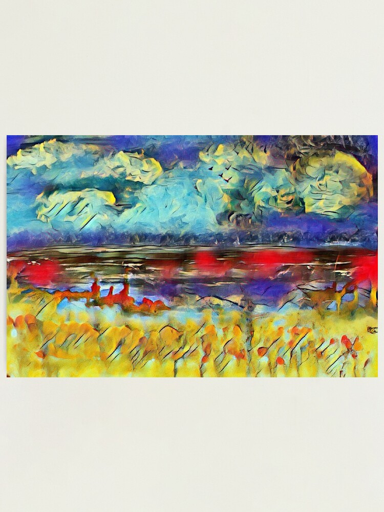 Alternate view of Seascape 1 a lovely original artwork created in acrylic and mixed media with a sprinkling of digital designed by (c) Janet Watson Art xx Photographic Print