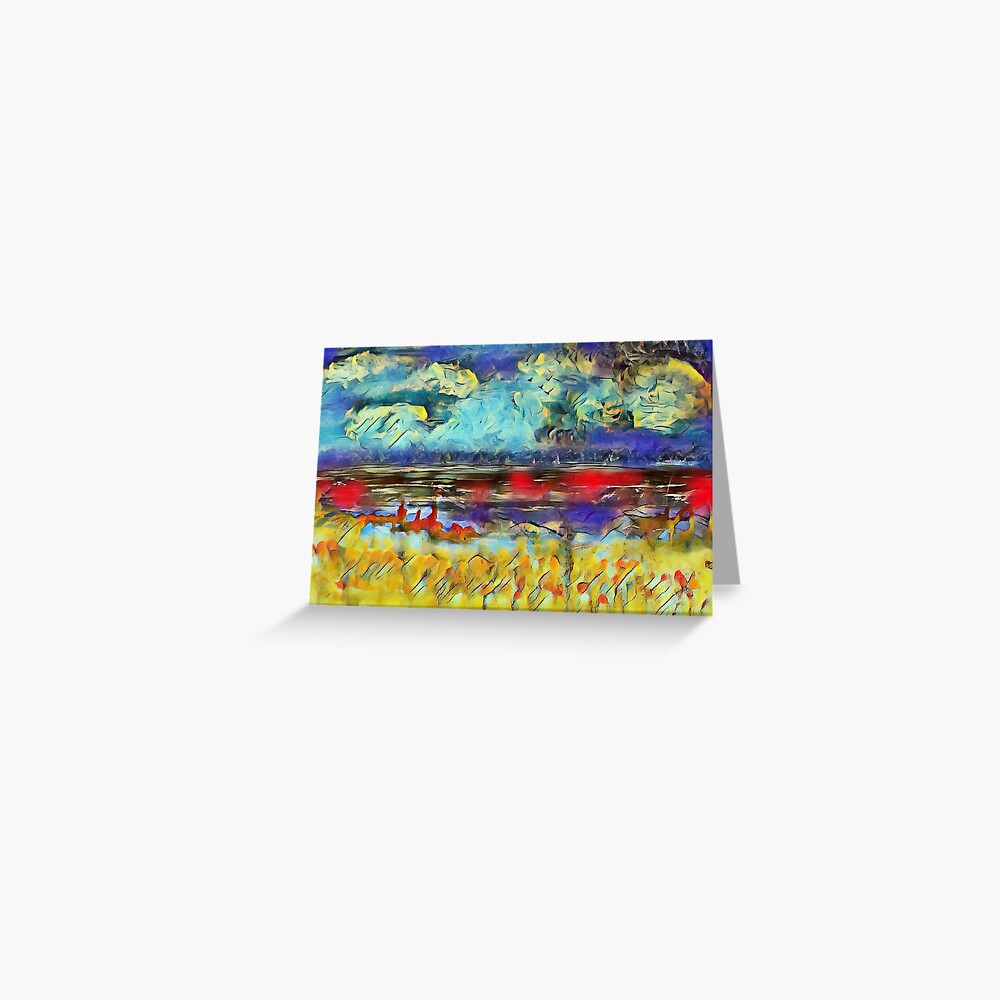 Seascape 1 a lovely original artwork created in acrylic and mixed media with a sprinkling of digital designed by (c) Janet Watson Art xx Greeting Card