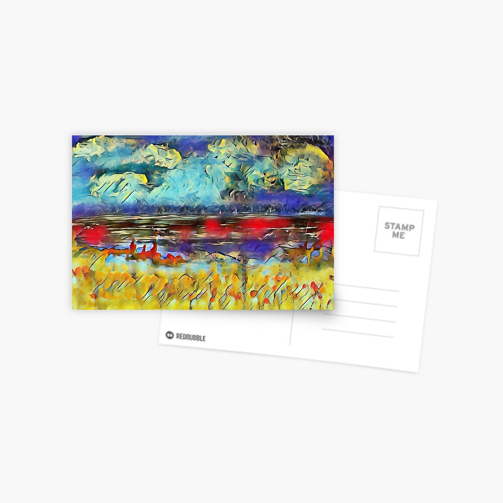 Seascape 1 a lovely original artwork created in acrylic and mixed media with a sprinkling of digital designed by (c) Janet Watson Art xx Postcard