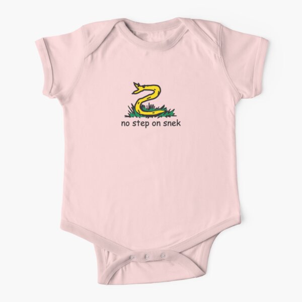 No Step on Snek BRIGHT MAGENTA PINK Snekright ANCAP Libertarian MAGA Kekistan funny kiddish snake Gadsden Flag Parody HD HIGH QUALITY Short Sleeve Baby One-Piece