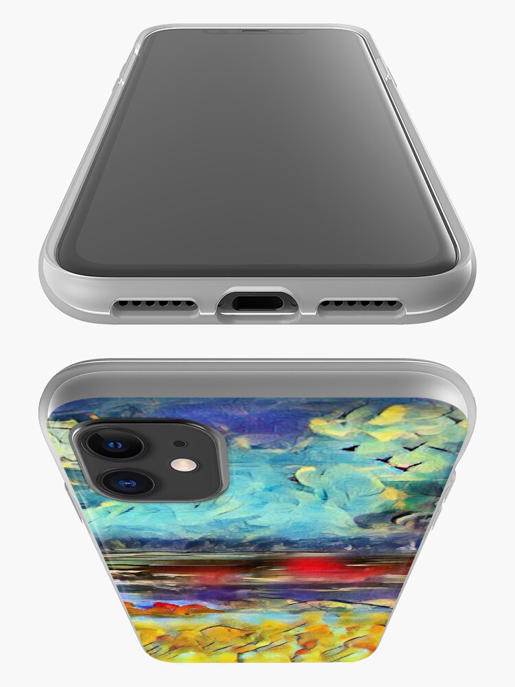 Alternate view of Seascape 1 a lovely original artwork created in acrylic and mixed media with a sprinkling of digital designed by (c) Janet Watson Art xx iPhone Case & Cover