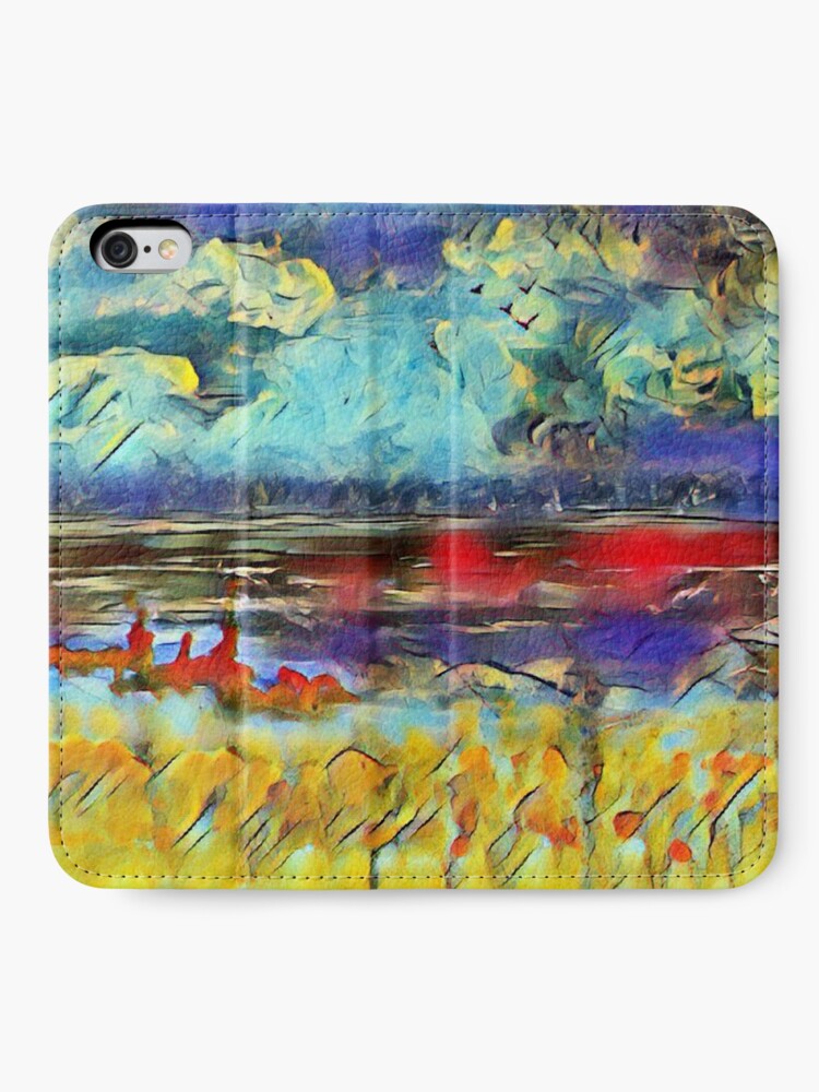 Alternate view of Seascape 1 a lovely original artwork created in acrylic and mixed media with a sprinkling of digital designed by (c) Janet Watson Art xx iPhone Wallet