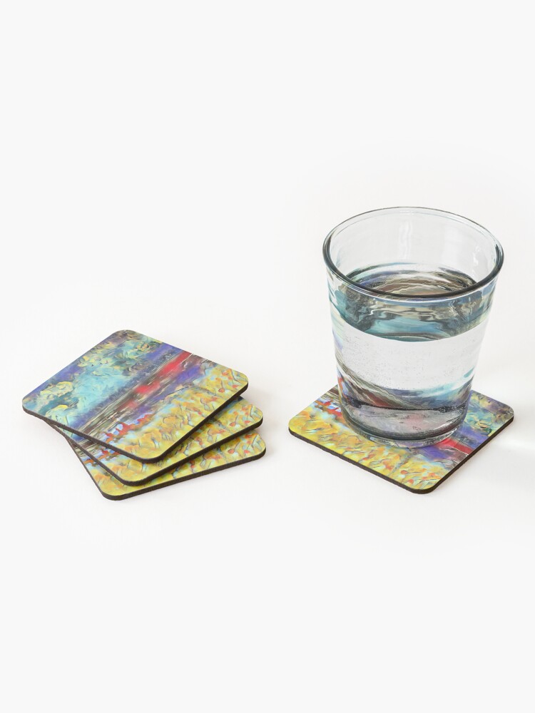 Alternate view of Seascape 1 a lovely original artwork created in acrylic and mixed media with a sprinkling of digital designed by (c) Janet Watson Art xx Coasters (Set of 4)