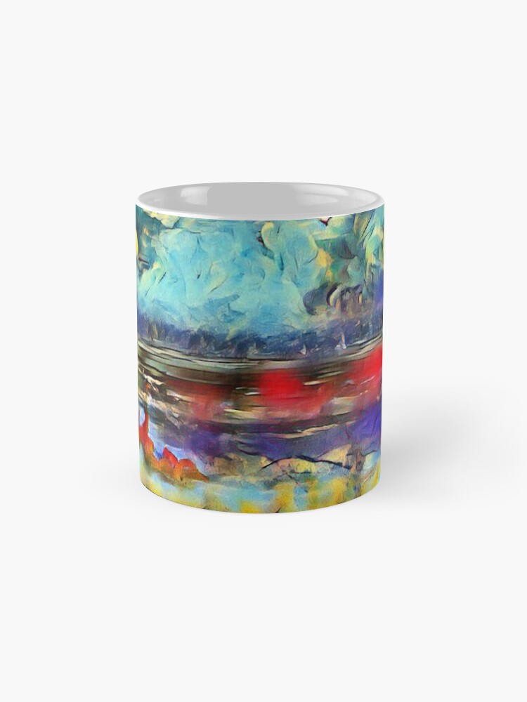 Alternate view of Seascape 1 a lovely original artwork created in acrylic and mixed media with a sprinkling of digital designed by (c) Janet Watson Art xx Mug