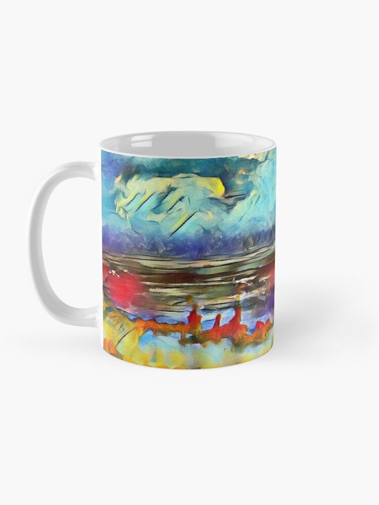 Alternate view of Seascape 1 a lovely original artwork created in acrylic and mixed media with a sprinkling of digital designed by (c) Janet Watson Art xx Mug