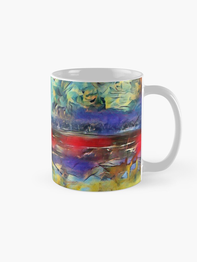 Alternate view of Seascape 1 a lovely original artwork created in acrylic and mixed media with a sprinkling of digital designed by (c) Janet Watson Art xx Mug