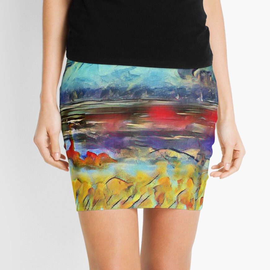 Seascape 1 a lovely original artwork created in acrylic and mixed media with a sprinkling of digital designed by (c) Janet Watson Art xx Mini Skirt