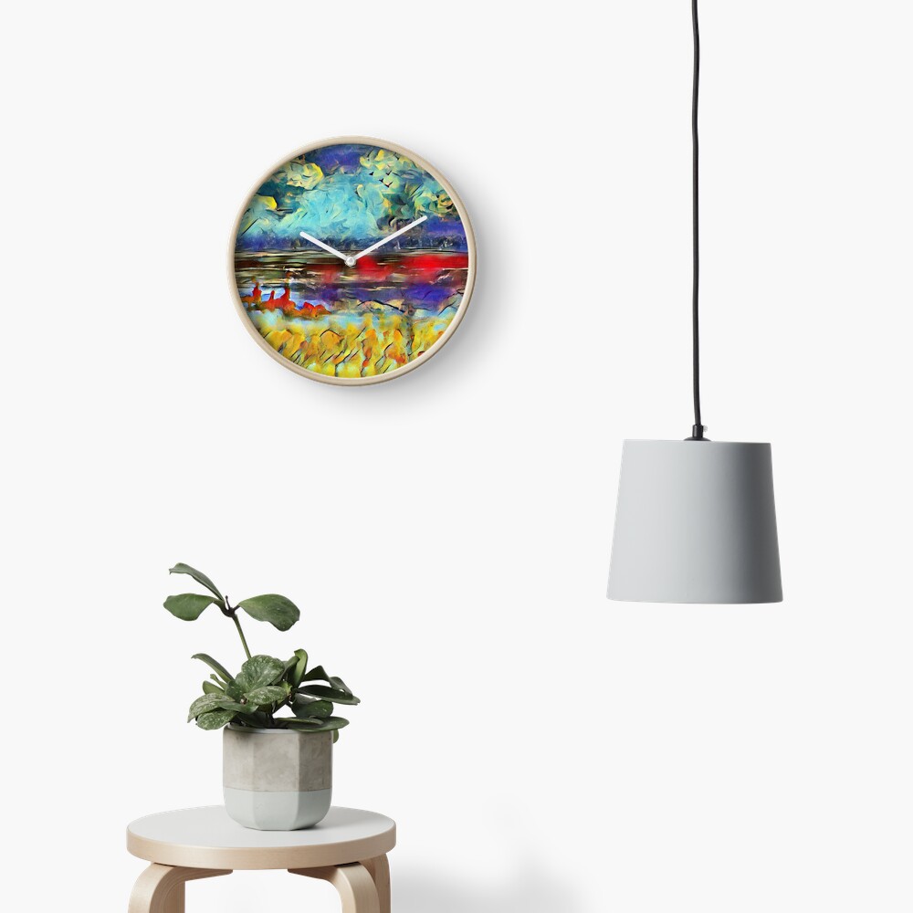 Seascape 1 a lovely original artwork created in acrylic and mixed media with a sprinkling of digital designed by (c) Janet Watson Art xx Clock