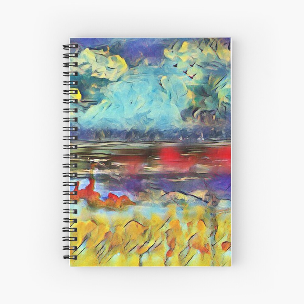 Seascape 1 a lovely original artwork created in acrylic and mixed media with a sprinkling of digital designed by (c) Janet Watson Art xx Spiral Notebook