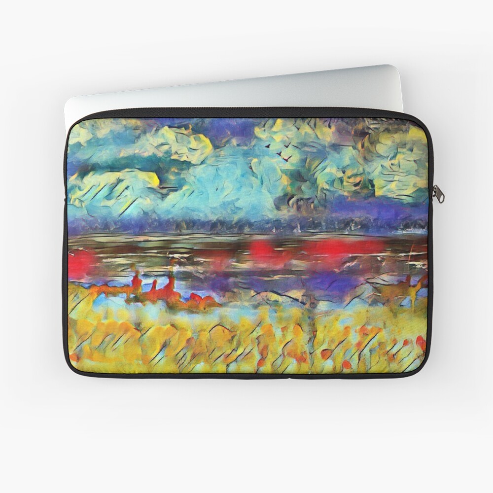 Seascape 1 a lovely original artwork created in acrylic and mixed media with a sprinkling of digital designed by (c) Janet Watson Art xx Laptop Sleeve
