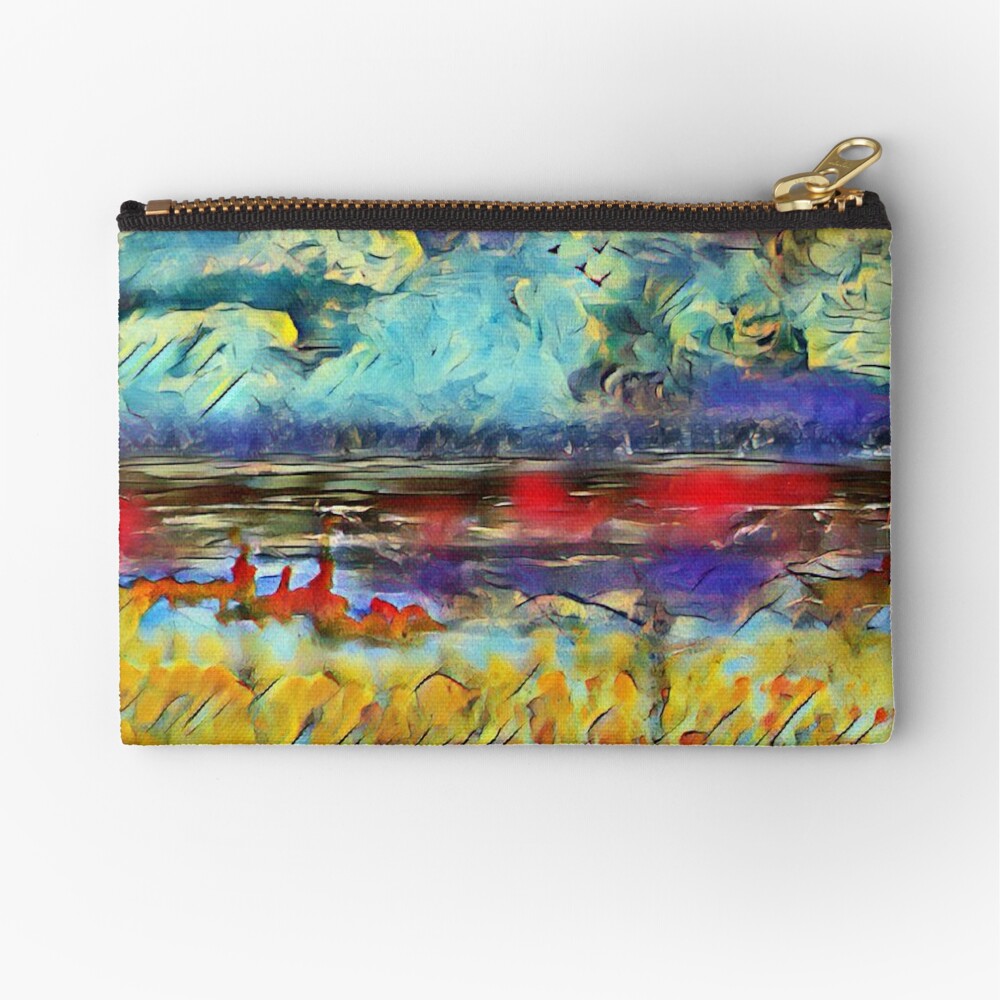 Seascape 1 a lovely original artwork created in acrylic and mixed media with a sprinkling of digital designed by (c) Janet Watson Art xx Zipper Pouch