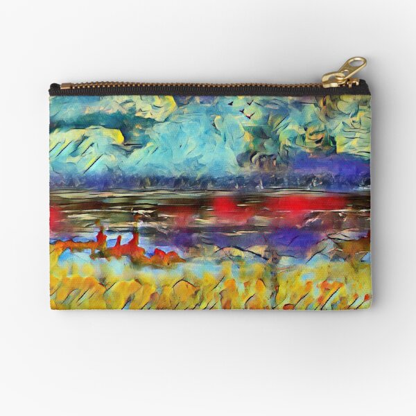 Seascape 1 a lovely original artwork created in acrylic and mixed media with a sprinkling of digital designed by (c) Janet Watson Art xx Zipper Pouch