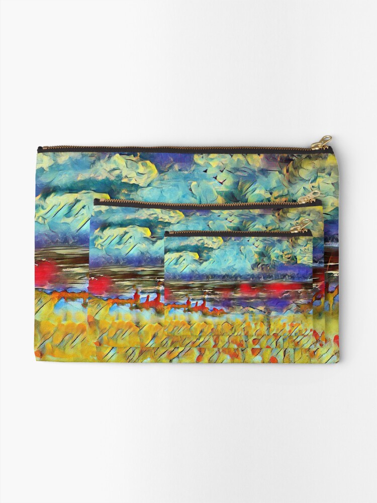 Alternate view of Seascape 1 a lovely original artwork created in acrylic and mixed media with a sprinkling of digital designed by (c) Janet Watson Art xx Zipper Pouch