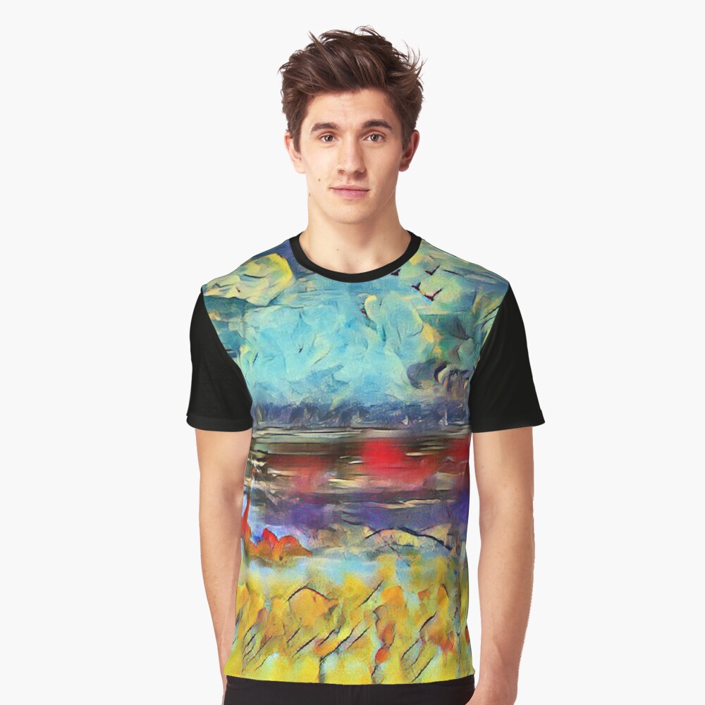 Seascape 1 a lovely original artwork created in acrylic and mixed media with a sprinkling of digital designed by (c) Janet Watson Art xx Graphic T-Shirt