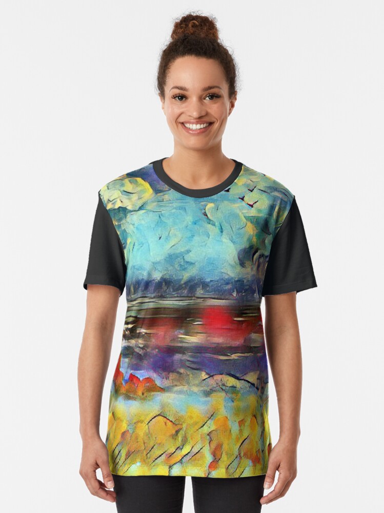 Alternate view of Seascape 1 a lovely original artwork created in acrylic and mixed media with a sprinkling of digital designed by (c) Janet Watson Art xx Graphic T-Shirt