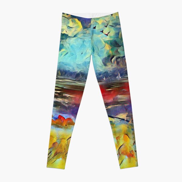 Seascape 1 a lovely original artwork created in acrylic and mixed media with a sprinkling of digital designed by (c) Janet Watson Art xx Leggings