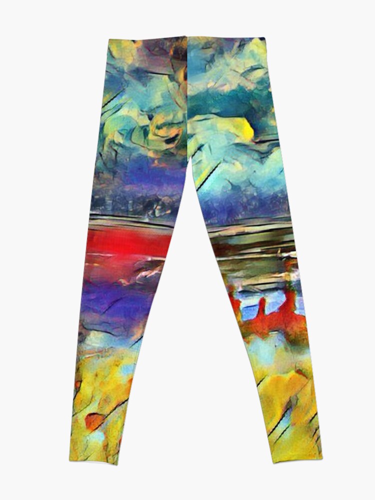 Alternate view of Seascape 1 a lovely original artwork created in acrylic and mixed media with a sprinkling of digital designed by (c) Janet Watson Art xx Leggings