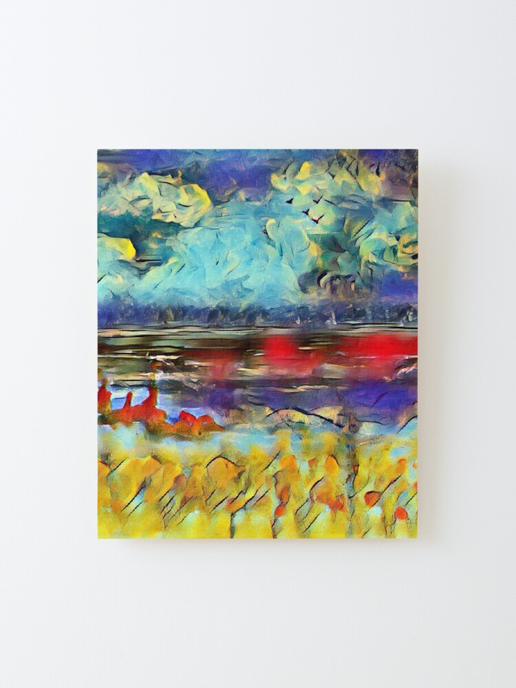 Alternate view of Seascape 1 a lovely original artwork created in acrylic and mixed media with a sprinkling of digital designed by (c) Janet Watson Art xx Mounted Print