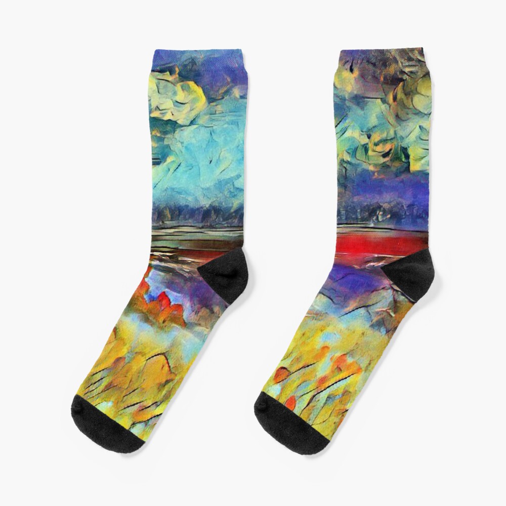Seascape 1 a lovely original artwork created in acrylic and mixed media with a sprinkling of digital designed by (c) Janet Watson Art xx Socks