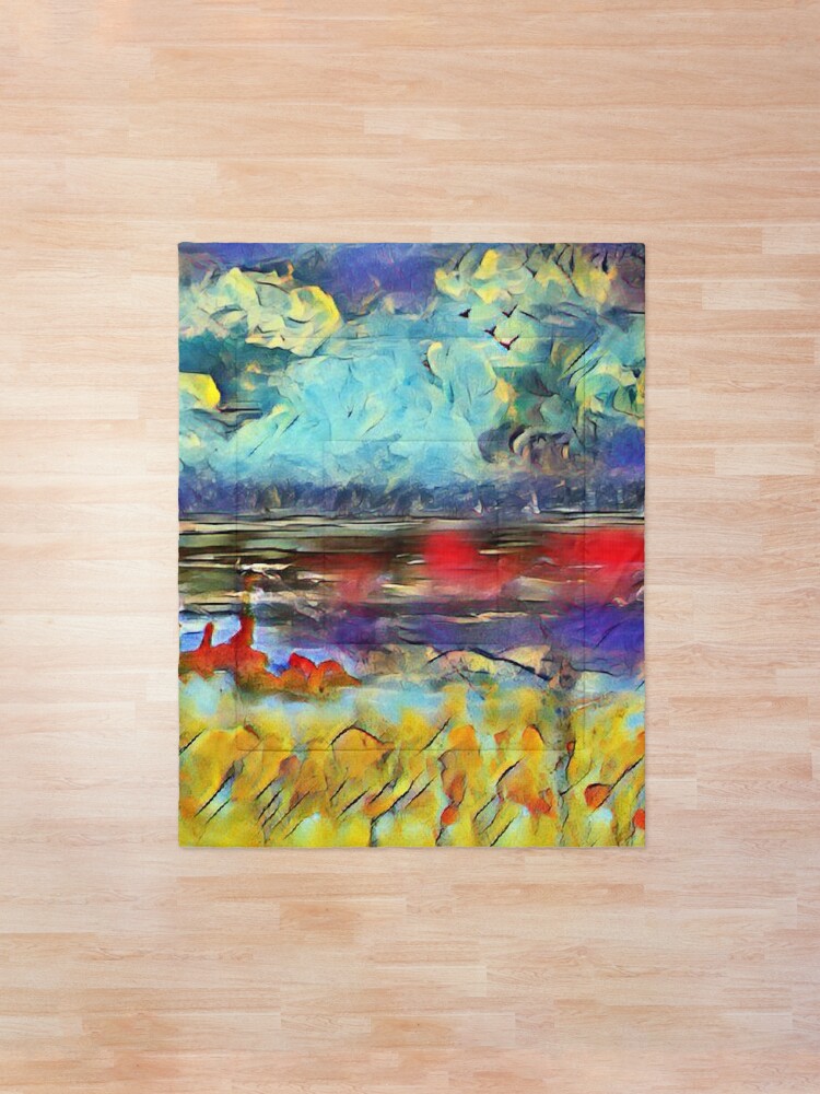 Alternate view of Seascape 1 a lovely original artwork created in acrylic and mixed media with a sprinkling of digital designed by (c) Janet Watson Art xx Comforter
