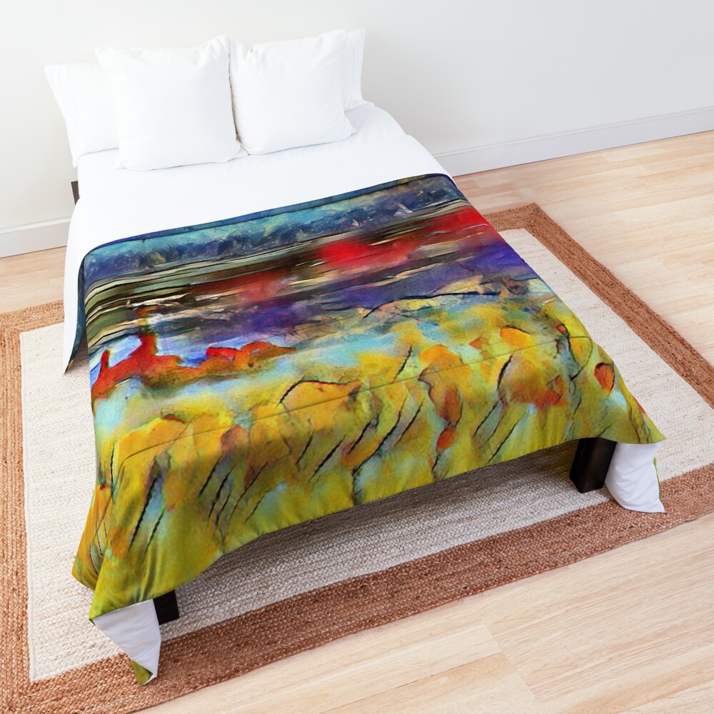 Seascape 1 a lovely original artwork created in acrylic and mixed media with a sprinkling of digital designed by (c) Janet Watson Art xx Comforter