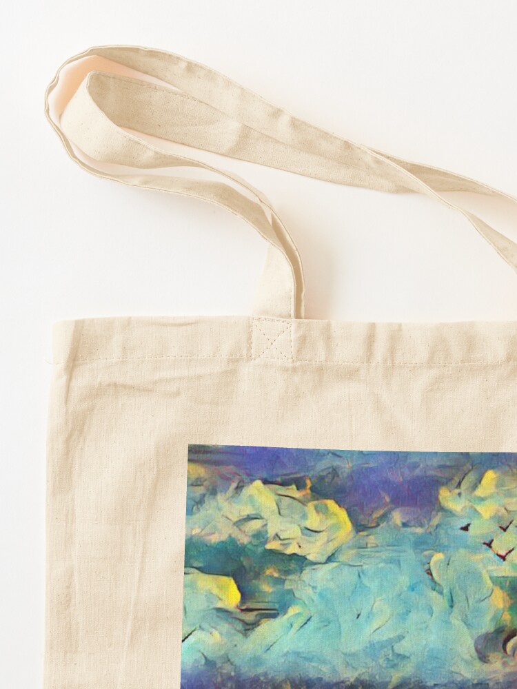 Alternate view of Seascape 1 a lovely original artwork created in acrylic and mixed media with a sprinkling of digital designed by (c) Janet Watson Art xx Tote Bag