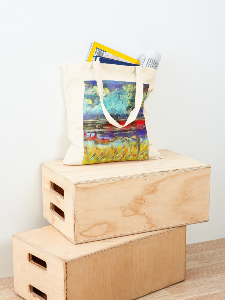 Alternate view of Seascape 1 a lovely original artwork created in acrylic and mixed media with a sprinkling of digital designed by (c) Janet Watson Art xx Tote Bag