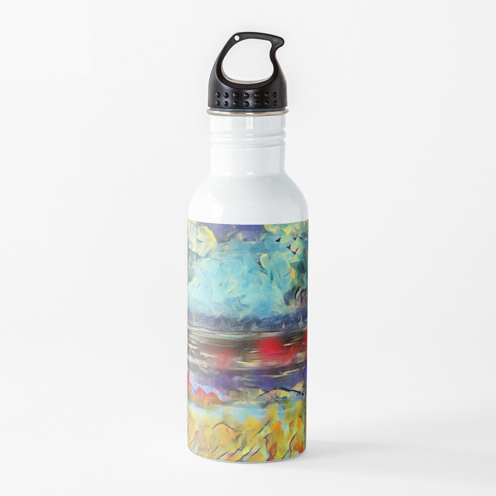 Seascape 1 a lovely original artwork created in acrylic and mixed media with a sprinkling of digital designed by (c) Janet Watson Art xx Water Bottle