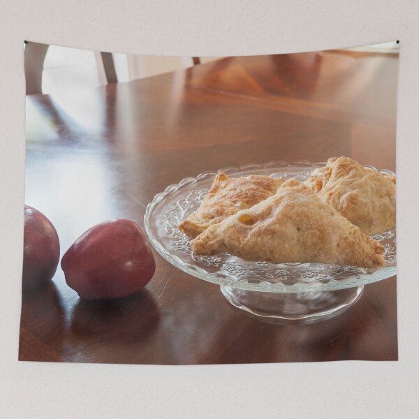 Item preview, Apple turnovers in wood table designed and sold by Sari Castro.