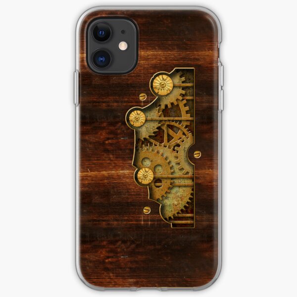 Brass and old wood Steampunk cover iPhone Soft Case
