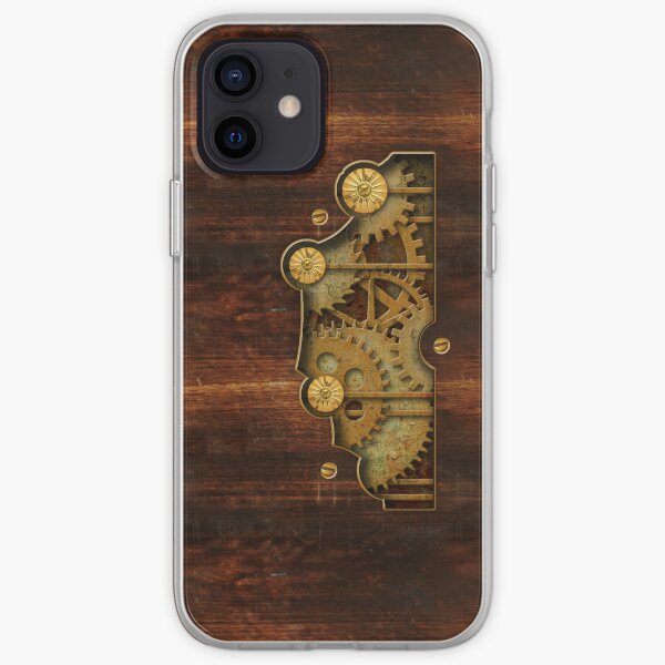 Brass and old wood Steampunk cover iPhone Soft Case
