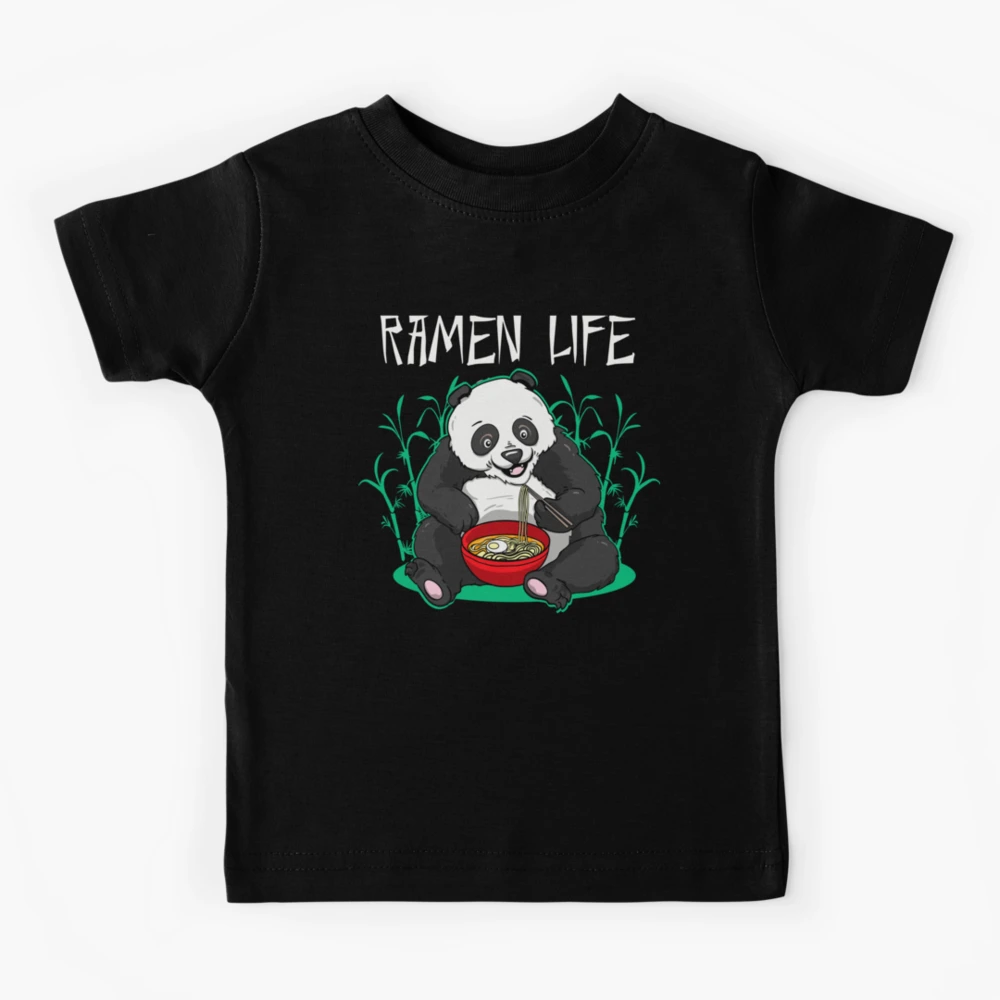 Ramen Life Funny Japanese Kawaii Panda Eating Ramen Noodles design | Kids  T-Shirt