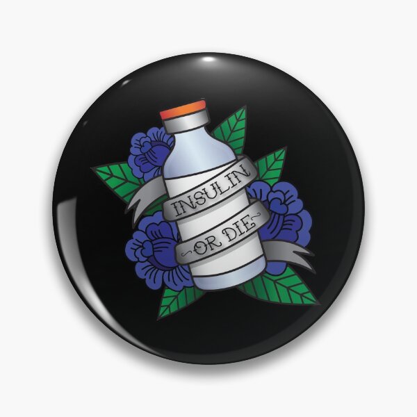 Item preview, Type 1 Diabetes T1D Awareness Design Insulin Or Die Sailor Tattoo Walk Run Ride Blue November designed and sold by JessieJune.