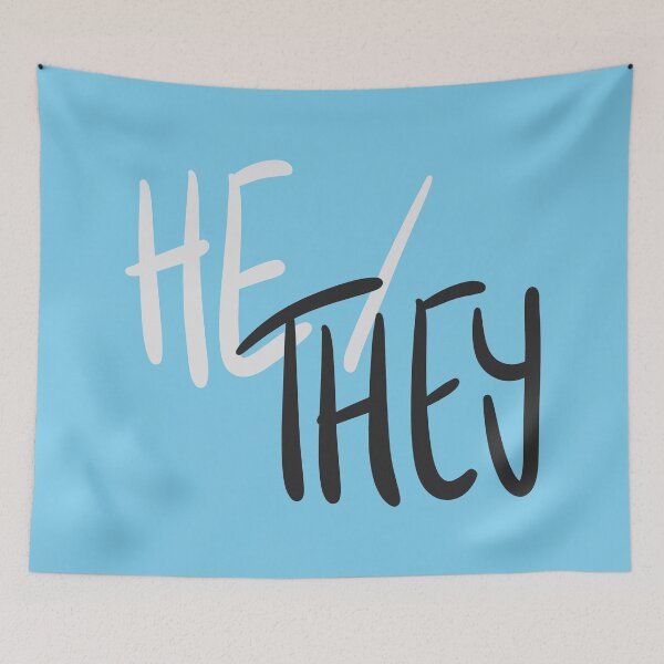 Item preview, HE/THEY, v5, grey/blue designed and sold by Skyler Orion X.